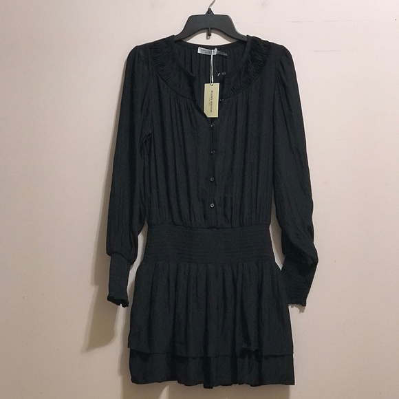 RAMY BROOK Clarinda Smocked Drop Waist Mini Dress with flaws read discriptions - Picture 4 of 11